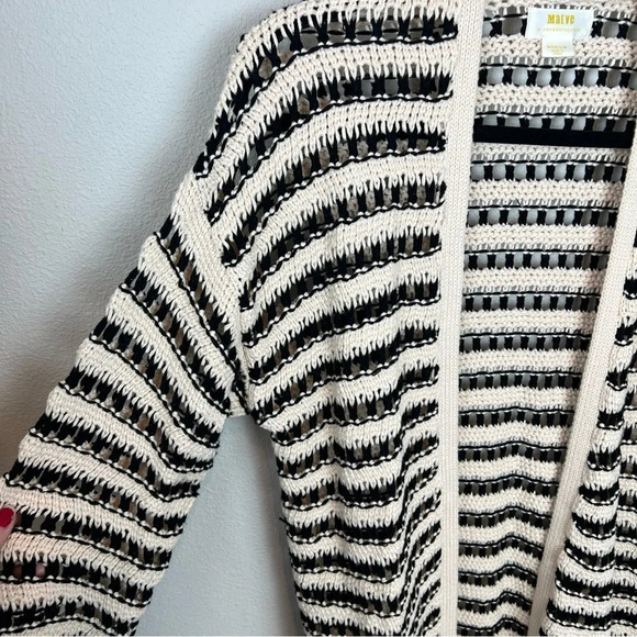 NWOT Anthropologie Maeve Lana Striped Longline Cardigan Cream Casual Medium - Picture 6 of 13
